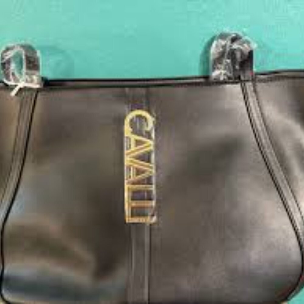 NWT- CAVALLI SANDRA SHOPPER BLACK SHOPPER TOTE - Picture 5 of 5